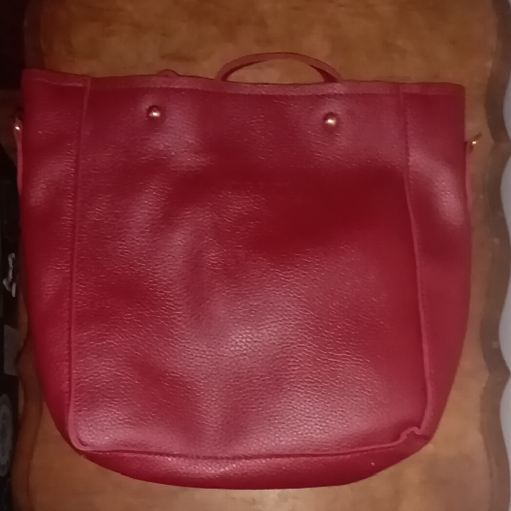 Elegant Red Leather Tote Bag